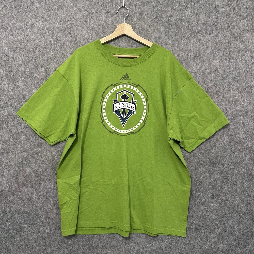Adidas Graphic T-Shirt Mens XL Green Seattle Sounders FC MLS Soccer Logo Cotton